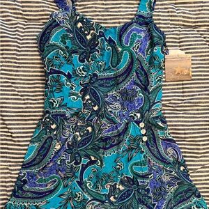 NWT Size 14 Seekers Australia Paisley One Piece with Scoop Neck and Thick Straps